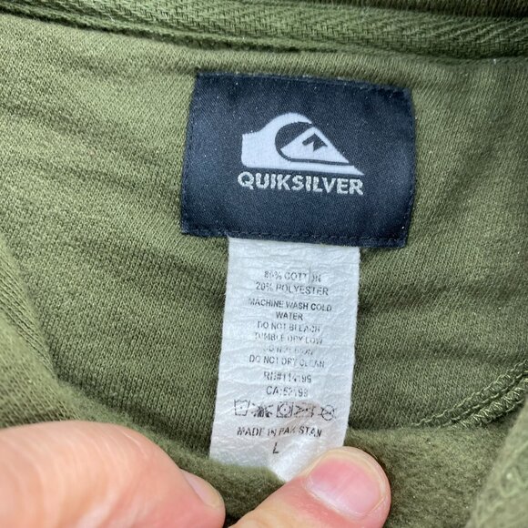 Quiksilver Hoodie Sweater Men Large L Olive Green Pull Over Hooded Activewear - Picture 5 of 9